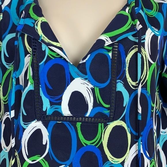 Pappagallo blue print tunic blouse - Picture 4 of 8